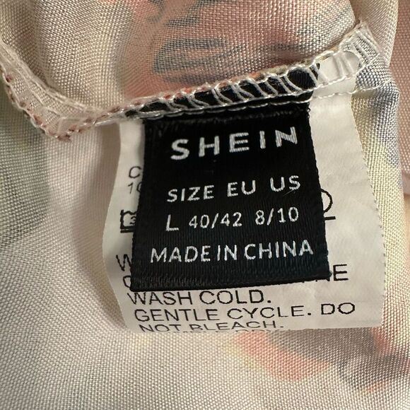 Shein Floral Ruffle One Shoulder Long Sleeve Blouse Ivory Green Large - Picture 4 of 5